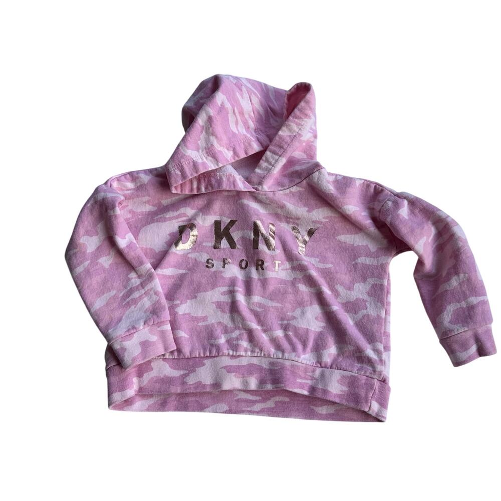 DKNY Pink Camo Print Hooded Sweatshirt - Size 18 Months